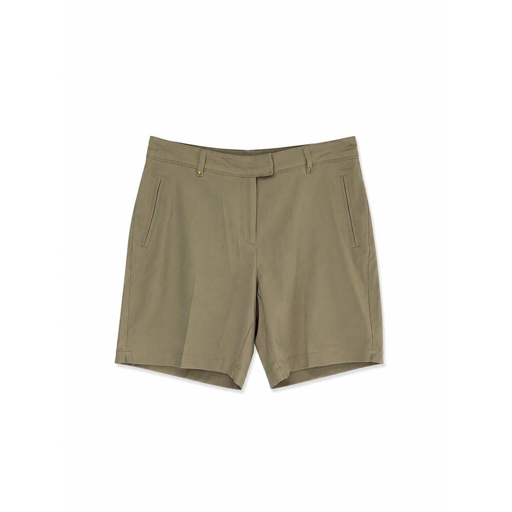 Lady Hagen Women’s Khaki Bermuda Golf Shorts Size 4 Flat Front Tailored Beige
